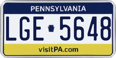 PA license plate LGE5648