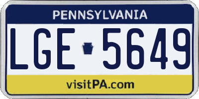 PA license plate LGE5649