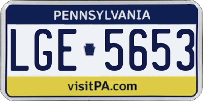 PA license plate LGE5653
