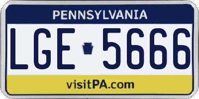 PA license plate LGE5666