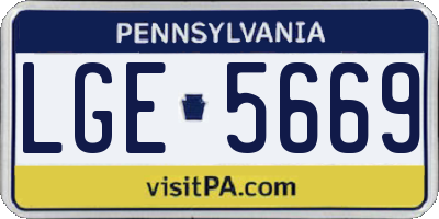 PA license plate LGE5669