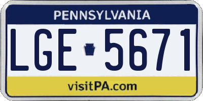 PA license plate LGE5671
