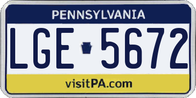 PA license plate LGE5672