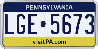 PA license plate LGE5673