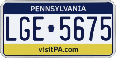 PA license plate LGE5675