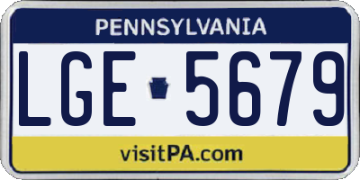 PA license plate LGE5679