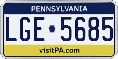 PA license plate LGE5685