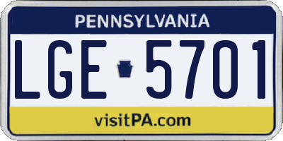 PA license plate LGE5701
