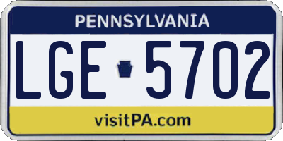 PA license plate LGE5702