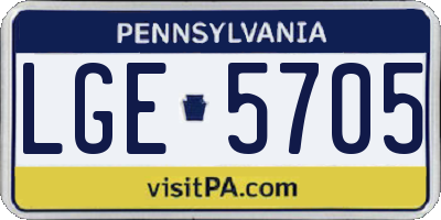PA license plate LGE5705