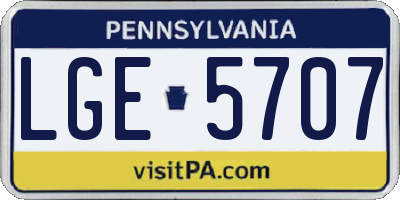 PA license plate LGE5707