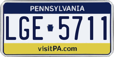 PA license plate LGE5711