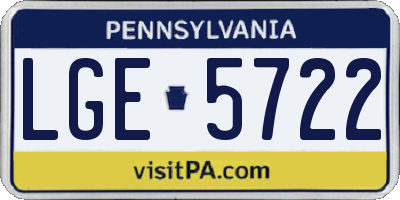PA license plate LGE5722