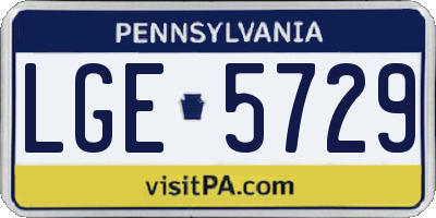 PA license plate LGE5729
