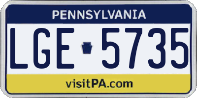 PA license plate LGE5735