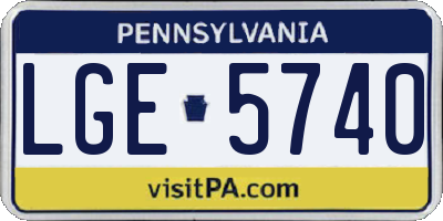 PA license plate LGE5740