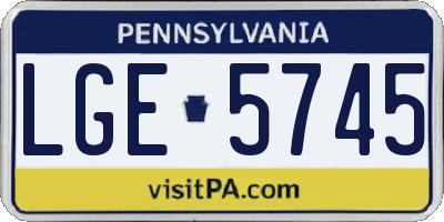 PA license plate LGE5745