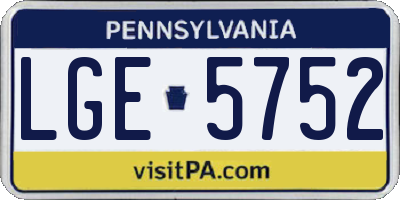 PA license plate LGE5752