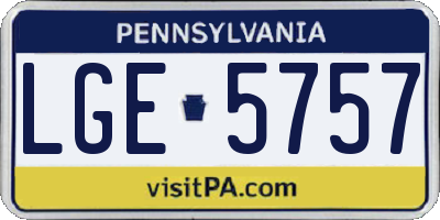 PA license plate LGE5757