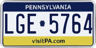 PA license plate LGE5764
