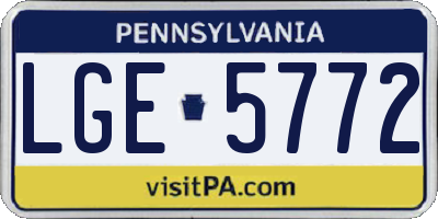 PA license plate LGE5772