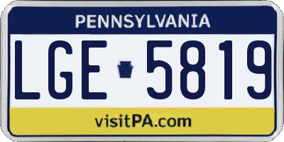 PA license plate LGE5819