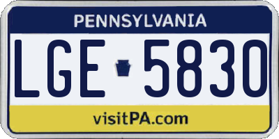 PA license plate LGE5830