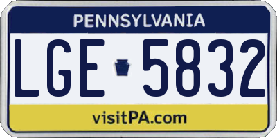 PA license plate LGE5832