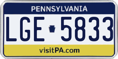 PA license plate LGE5833