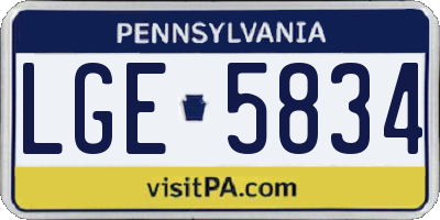 PA license plate LGE5834