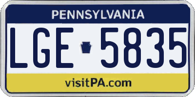 PA license plate LGE5835