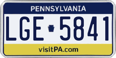 PA license plate LGE5841