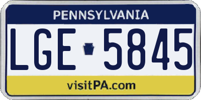 PA license plate LGE5845