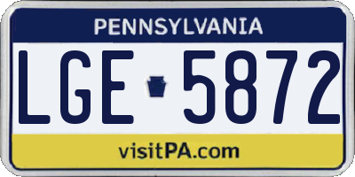PA license plate LGE5872