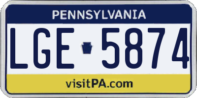 PA license plate LGE5874