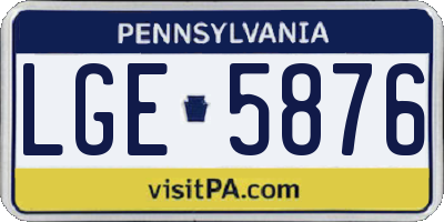PA license plate LGE5876