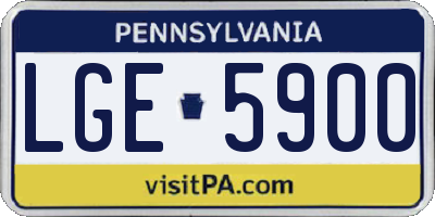 PA license plate LGE5900