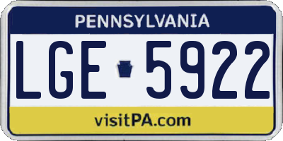 PA license plate LGE5922