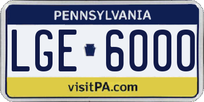 PA license plate LGE6000
