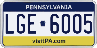 PA license plate LGE6005