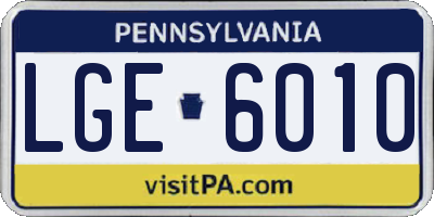 PA license plate LGE6010