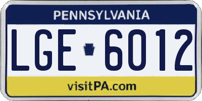 PA license plate LGE6012