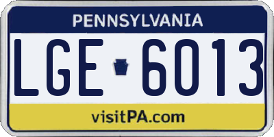 PA license plate LGE6013