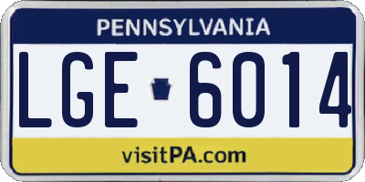 PA license plate LGE6014