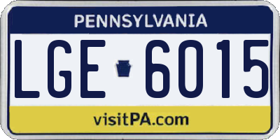 PA license plate LGE6015