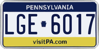PA license plate LGE6017