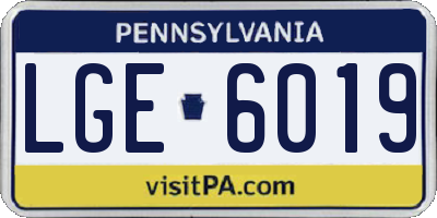 PA license plate LGE6019