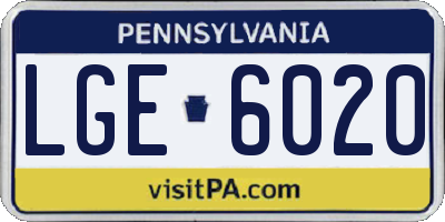 PA license plate LGE6020