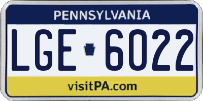 PA license plate LGE6022