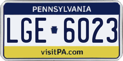 PA license plate LGE6023